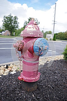 Old and worn Red fire hydrant