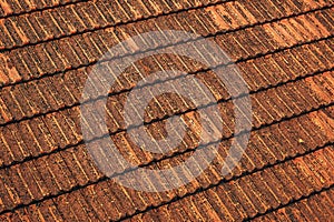 Old worn roof tile pattern as background
