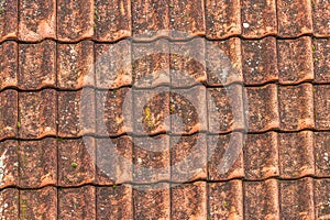 Old worn roof tile pattern as background