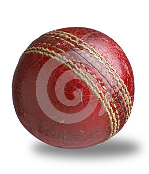 Old worn used cricket ball path