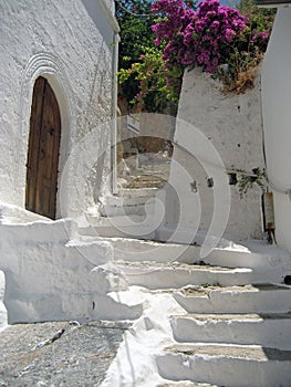 Old and worn whitewashed steps