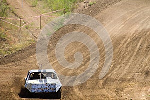 Old wrecked cars stock race