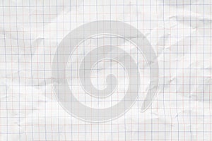 Old wrinkled or crumple graph paper texture and background