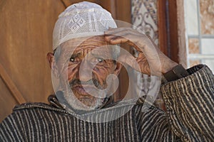 Old wrinkled man in Morocco