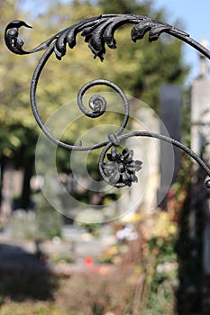 Old Wrought Iron Decoration in a Cemetery