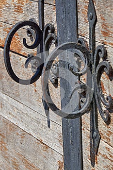 Old wrought iron door handle