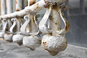 Old wrought iron grating with floral decorations