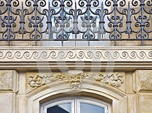 Old wrought iron railing on an old classic danish building Denmark