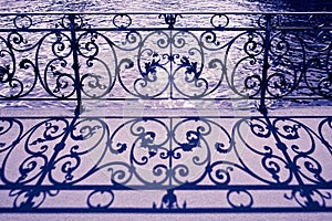 Old wrought iron railing on a walkway in Lucerne Switzerland - toned image