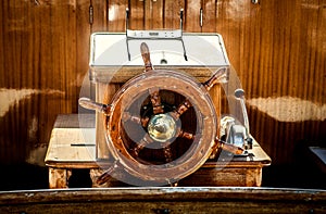 An old yacht steering wheel.