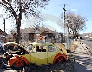 Old yellow Bug, Seligman, Arizona