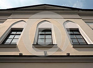 Old yellow building at day