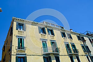 Old yellow building in Venice,Italy