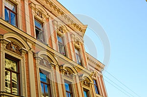 Old yellow building in Zagreb, Croatia.