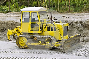 Old yellow bulldozer