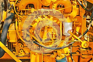 Old yellow diesel engine details