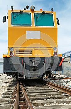 Old yellow diesel locomotive