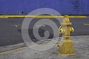 Old yellow fire hydrant in Escazu, San Jose photo