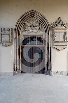 Old yellow sand stone church entrance