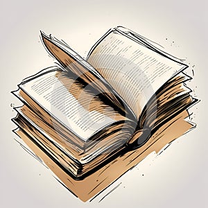 old open book on a editable white background Old Yellowed Book