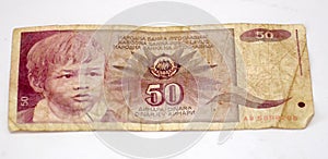 Old yugoslavian dinars, paper money photo