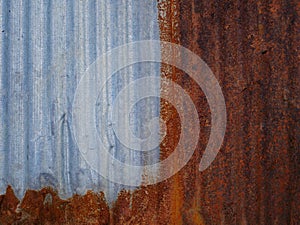 Old zinc roof background, rusty metal wall texture, dirty iron plate