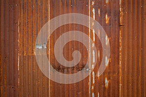 Old Zinc rust texture background, close up to pattern texture vertical zinc sheet. Abstract  Image of Rusty corrugated metal
