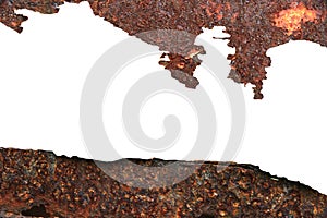 The old zinc for the wall is rusty and dirty isolated on white background with clipping path