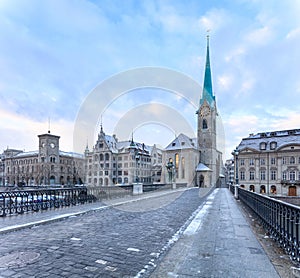 Old Zurich town, view on river