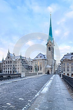 Old Zurich town, view on river