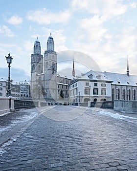 Old Zurich town, view on river