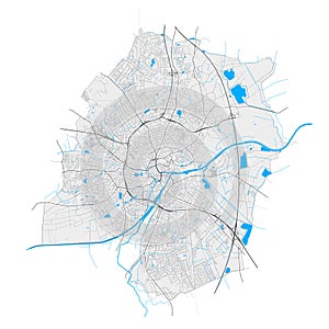 Oldenburg, Germany Black and White high resolution vector map