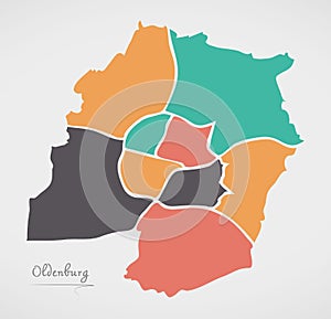 Oldenburg Map with boroughs and modern round shapes
