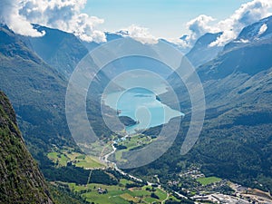 Oldenvatnet lake from Mount Hoven skylift top, Norway