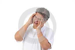 Older Asian men have a lot of headaches due to stress or illness.