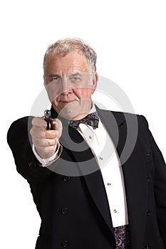 Older businessman with gun photo