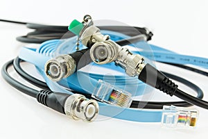 older coaxial ethernet cable with BNC terminals and new with RJ45 connectors