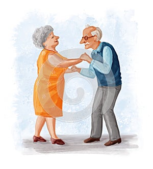 older couple dancing tango together