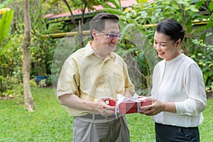 Older couples give gifts to show love