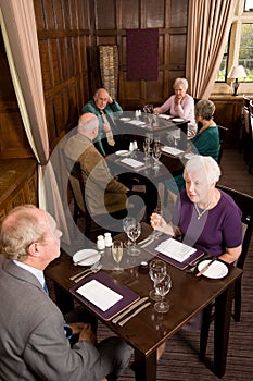 Older couples in restaurant