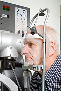 Older man having eye examination photo