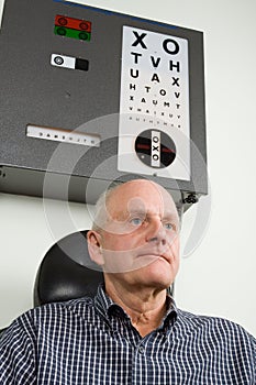 Older man having eye examination photo