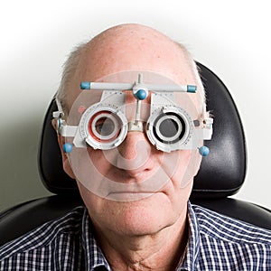 Older man having eye examination