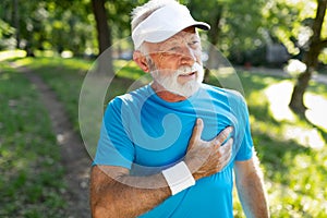 Older man heart attack after running workout outdoor