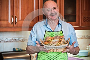 Older man on retired at kitchen