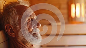 An older man using a sauna to improve his circulation and reduce the risk of heart disease and other cardiovascular