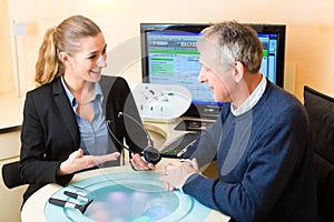 Deaf man makes a hearing test photo