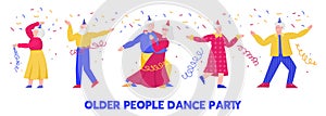 Older people dance vector illustration isolated on white background.