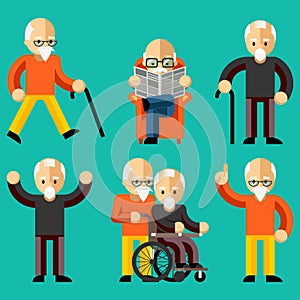 Older people. Elderly activity, elderly care