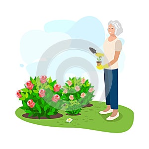 Older people working in the garden